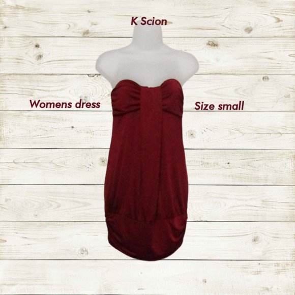K scion Party prom mini dress size Small strapless color burgundy - Picture 1 of 13